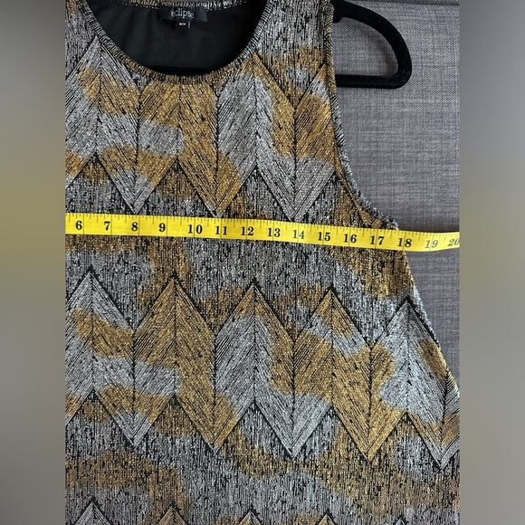 Metallic Chevron Party Top – Gold & Silver Sleeveless Holiday Tank – Size M - Picture 5 of 6